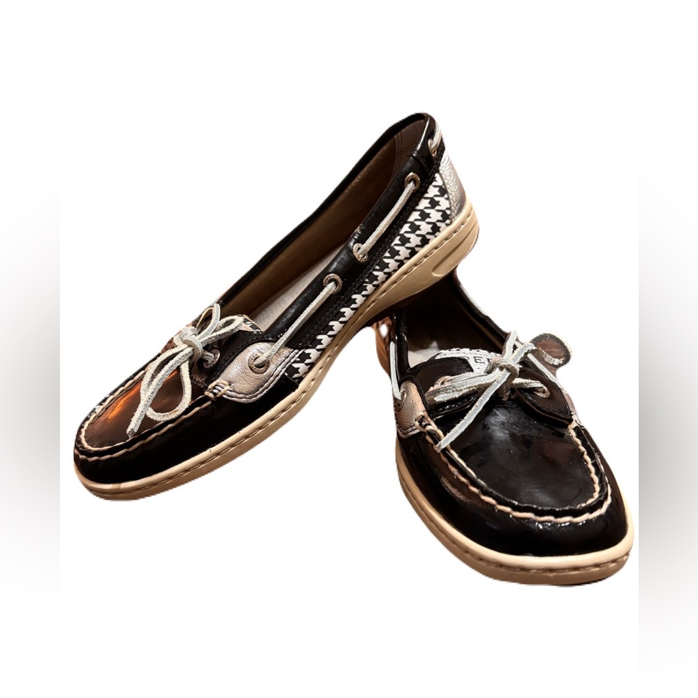 Black Houndstooth Sperrys Size 8